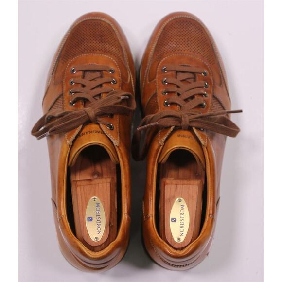 Magnanni Lizandro Marlow Honey Brown Lowtop Leather Sneakers US 9 - Picture 5 of 12